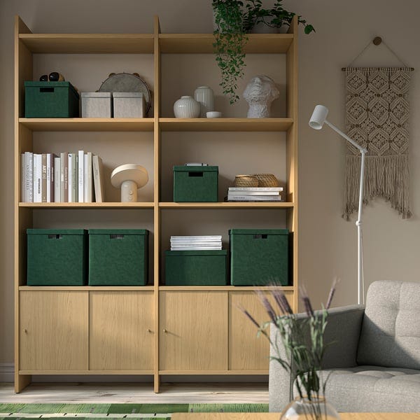 GJÄTTA Storage box with lid, velvet dark green, 12 ½x13 ¾x12 ½ "