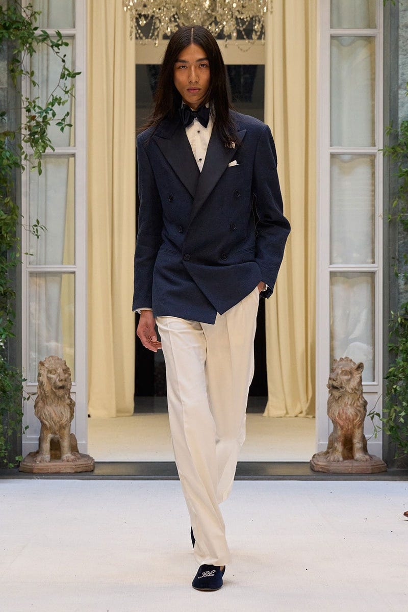 Ralph Lauren SS27 Infuses Traditional Japanese Craftsmanship Into American Luxury KUON Sashiko Craftsmanship Polo Ralph Lauren Purple Label SS27 Milan Fashion Week runway collection Ralph Lauren SS27 Infuses Traditional Japanese Craftsmanship Into American Luxury KUON Sashiko Craftsmanship Polo Ralph Lauren Purple Label SS27 Milan Fashion Week runway collection