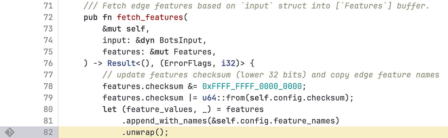 code that generated the error