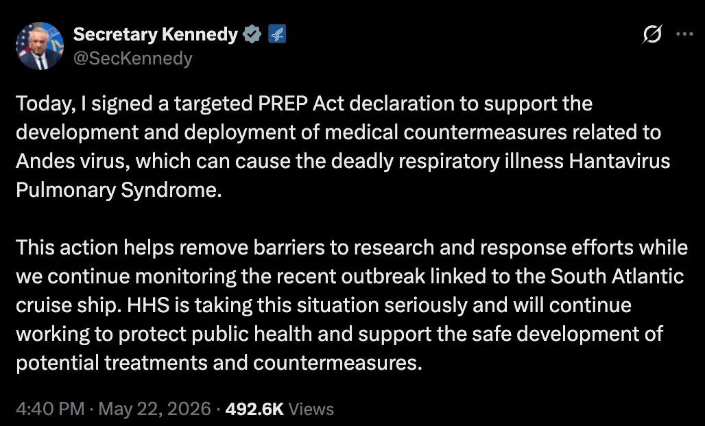 Robert F. Kennedy Jr. beruft sich auf den PREP Act für umstrittenes Hantavirus-Medikament