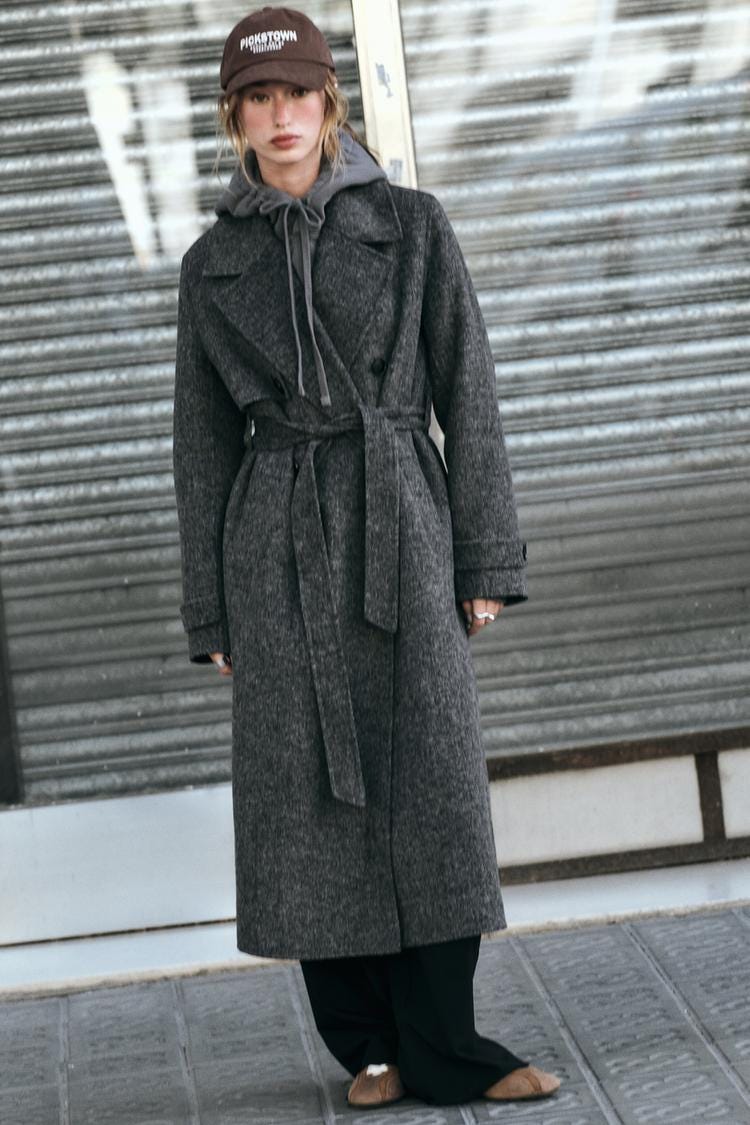 Zara DOUBLE BREASTED WOOL BLEND COAT - Dark gray - Image 0