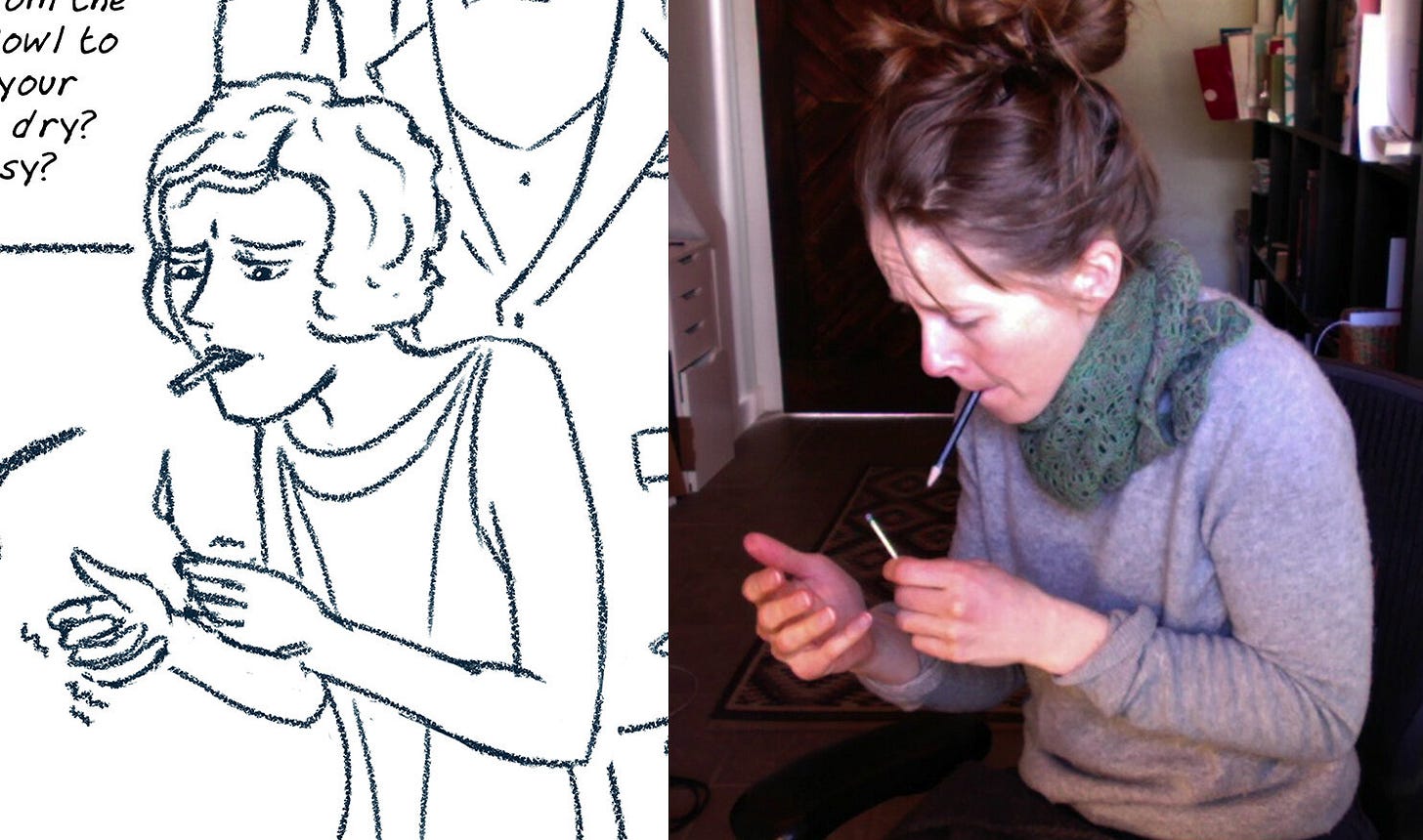 Reference photo of K. Woodman-Maynard posing as Daisy in The Great Gatsby: A Graphic Novel Adaptation