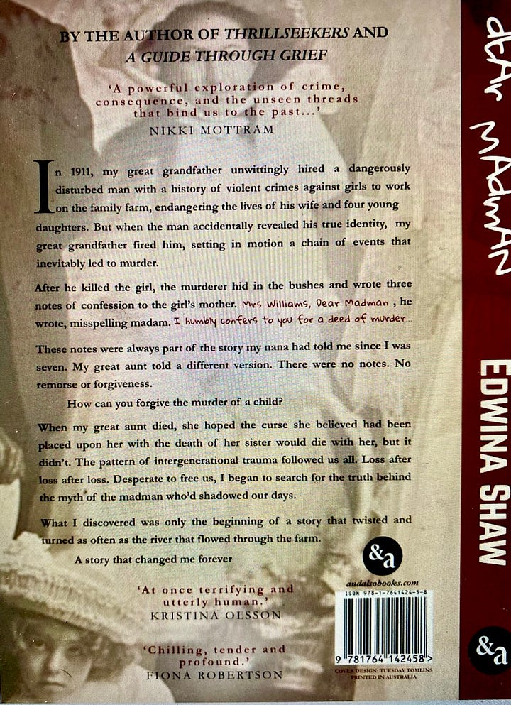 Front and back cover of Dear Madman