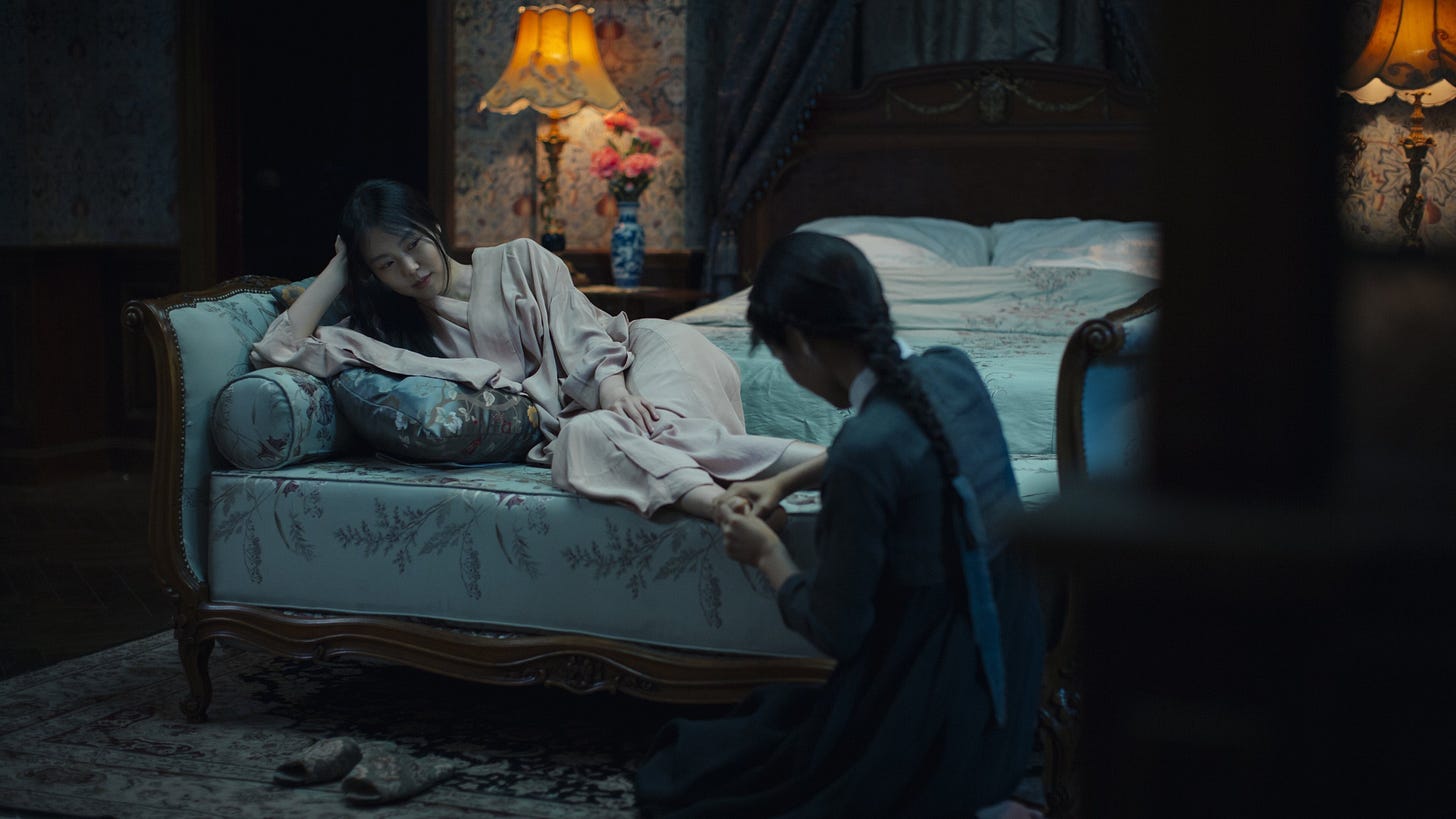 The Handmaiden | Still features Lady Hideko, played by Kim Min-hee, awaiting service from Sook-hee (Kim Tae-ri).