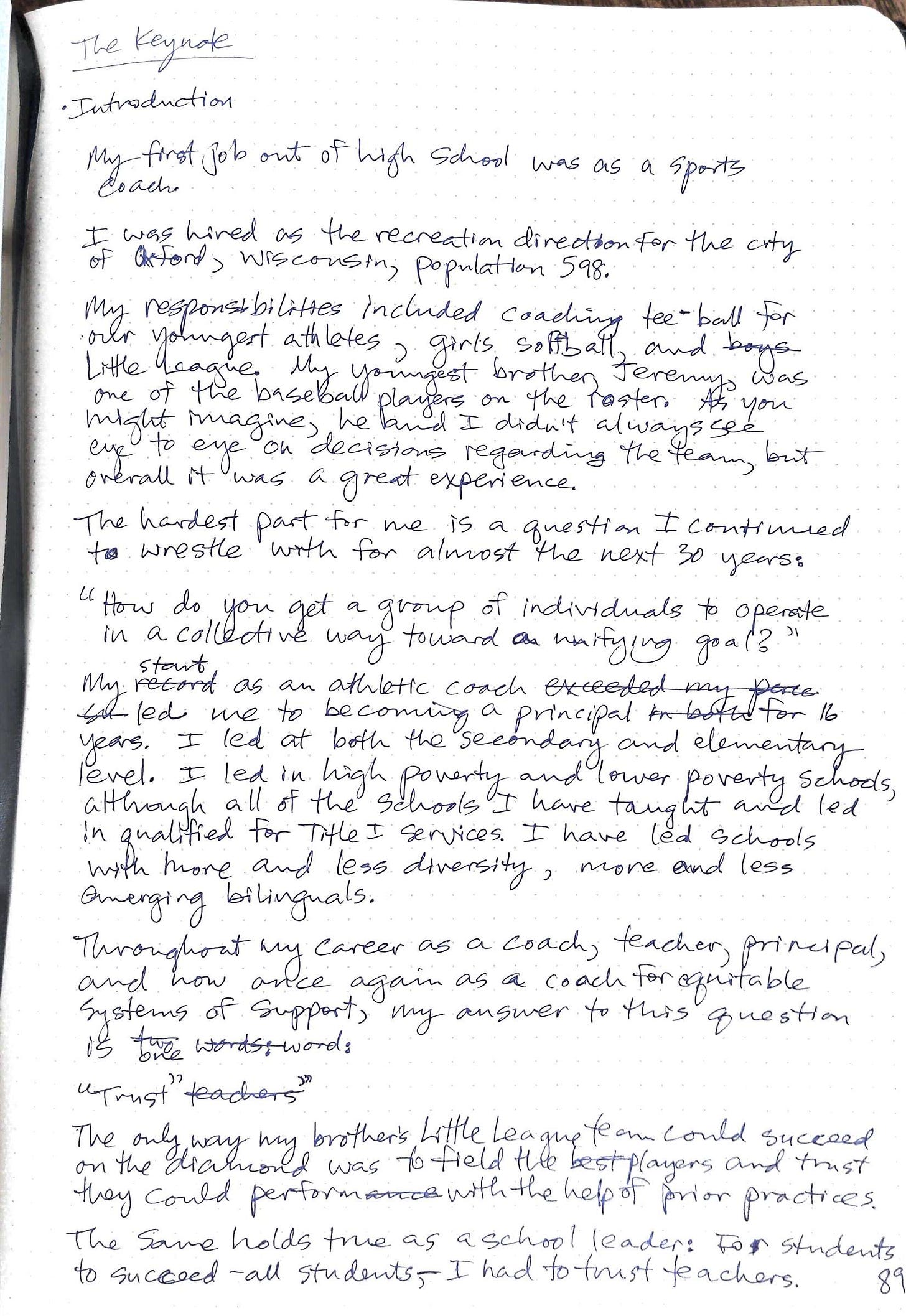 Image: My handwritten introduction for an upcoming project