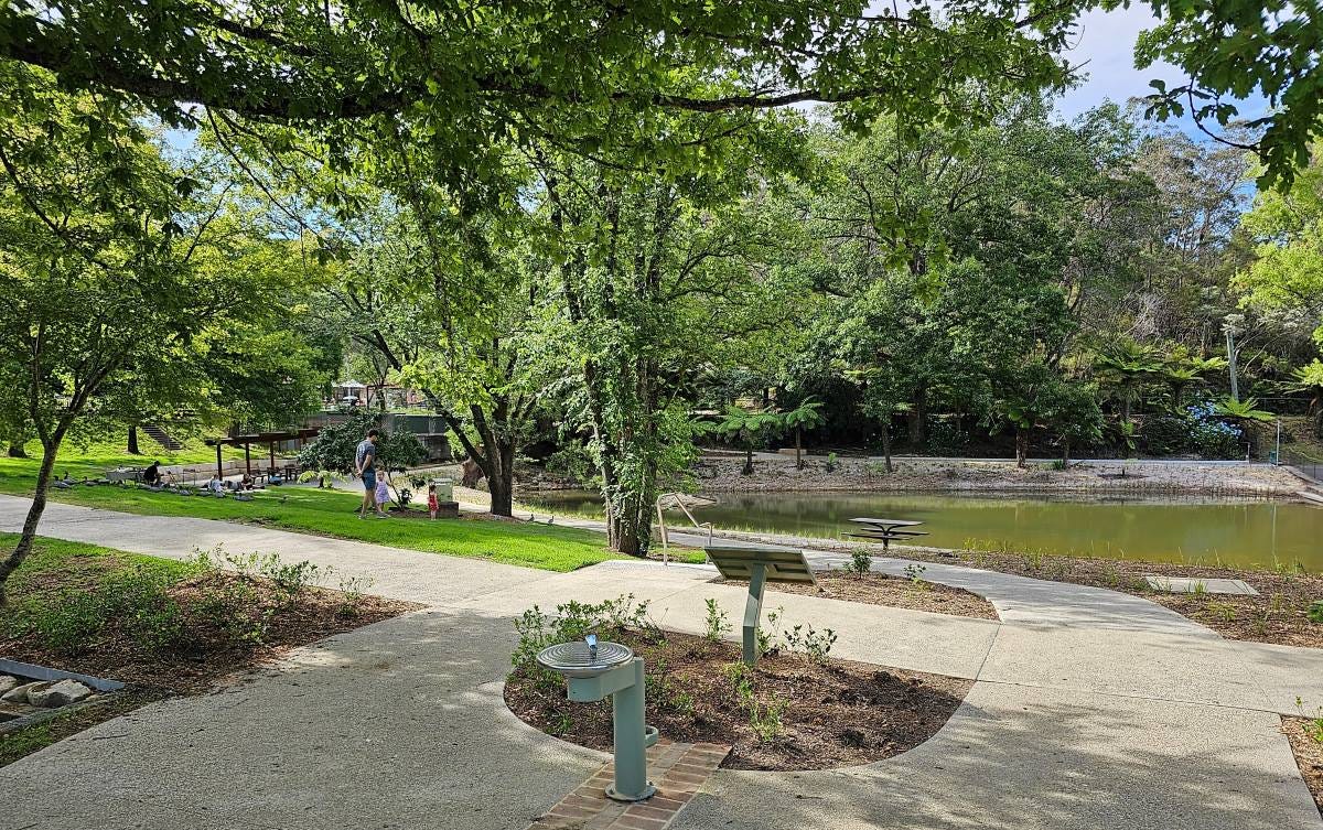 The newly-landscaped pond at Blackheath park The newly-landscaped pond at Blackheath park