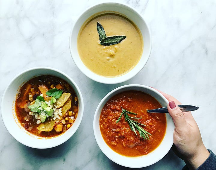 four photos of butternut squash soup that Melissa has made