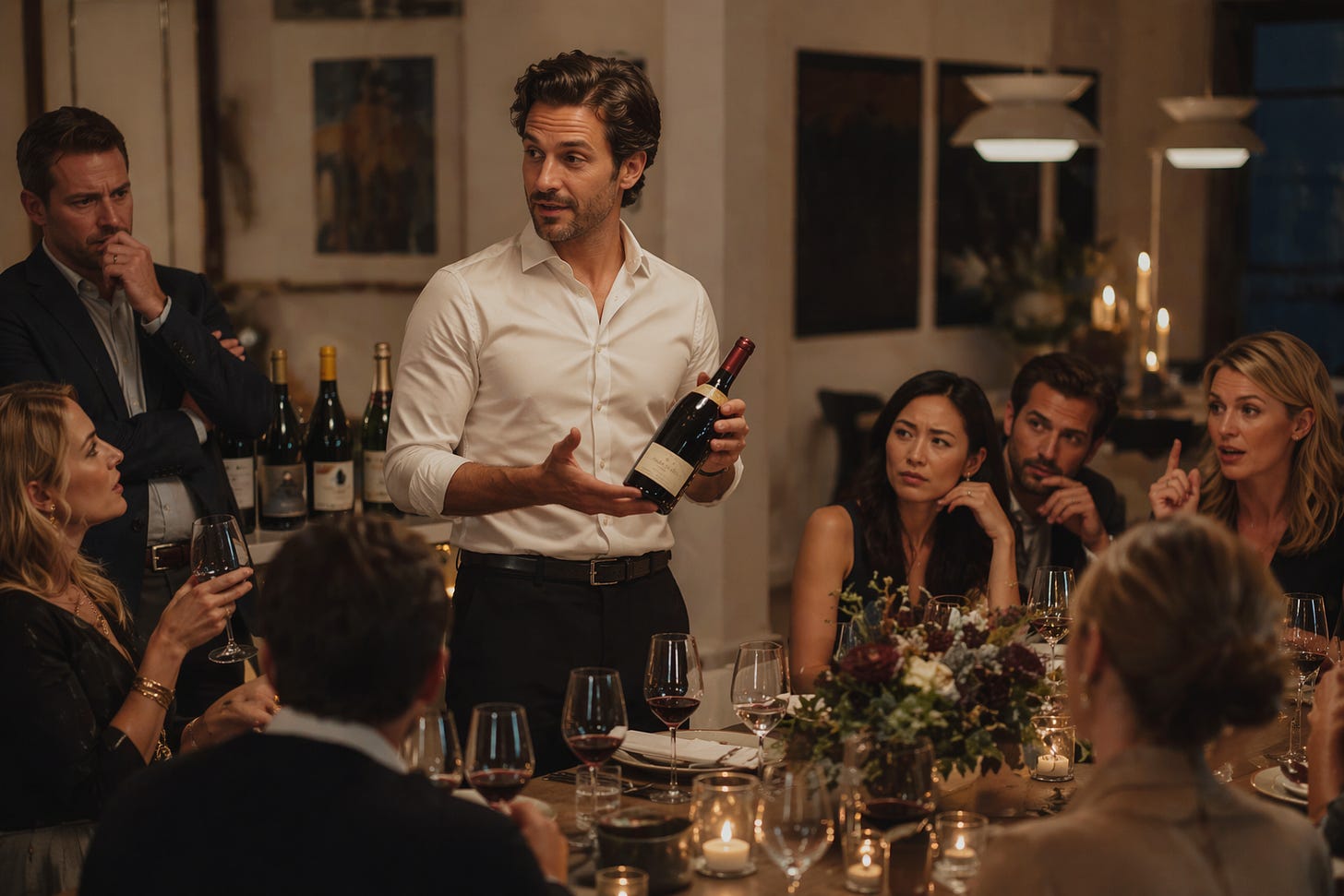 A sommelier combining an entire dinner party's preferences into a single bottle.