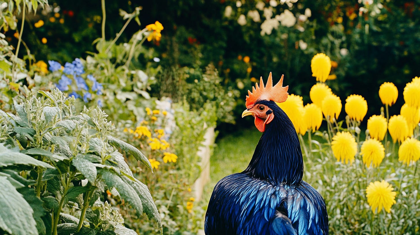 /imagine prompt: a photograph portrait of a chicken playing in the garden --sref https://s.mj.run/8LoKbgQzLgw --ar 16:9 --v 6.1 /imagine prompt: a photograph portrait of a chicken playing in the garden --sref https://s.mj.run/8LoKbgQzLgw --ar 16:9 --v 6.1