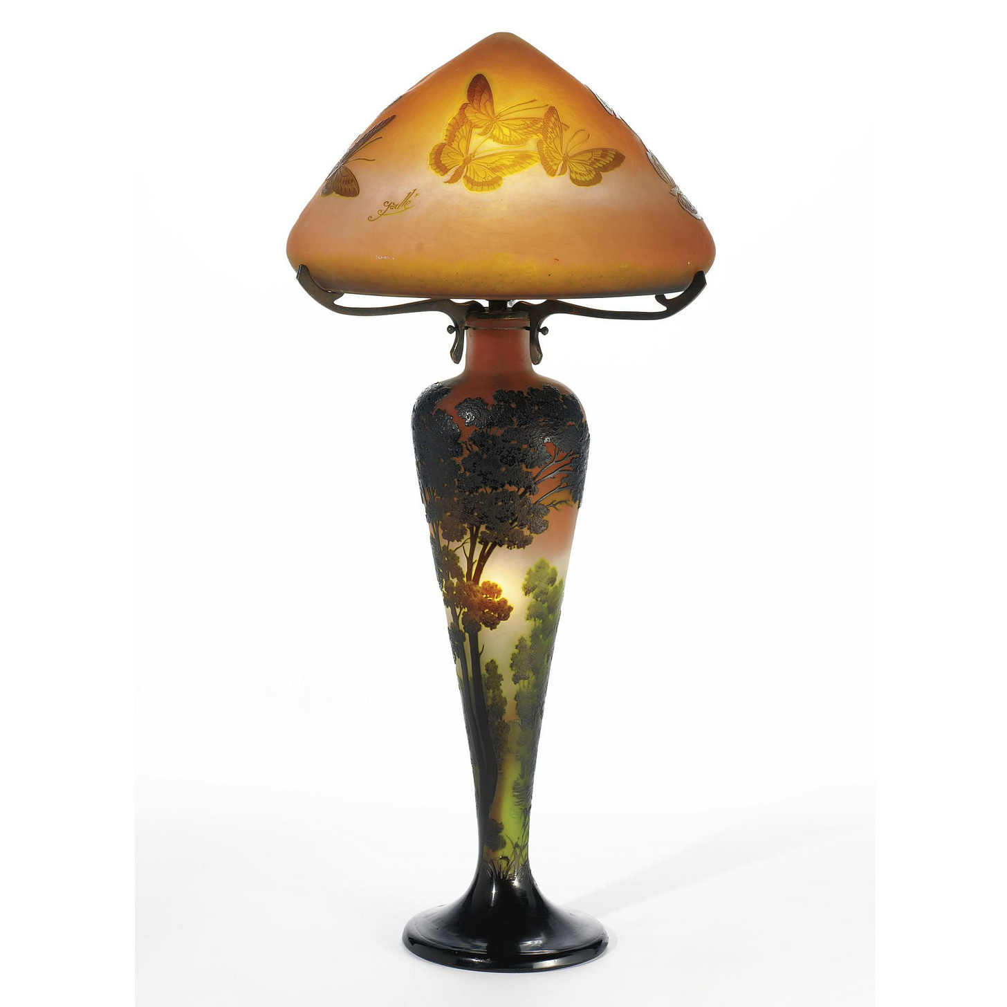 Émile Gallé TABLE LAMP signed in cameo to base and shade Gallé mold ...
