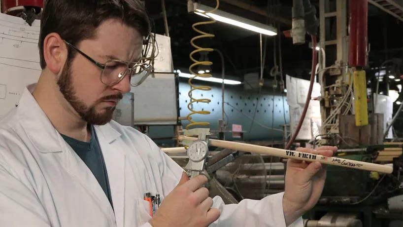 Vic Firth's Factory measuring drumsticks