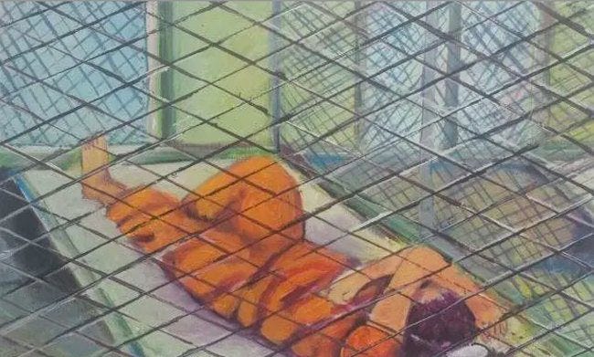 Peinture d'un prisonnier à Guantanamo Peinture d'un prisonnier à Guantanamo