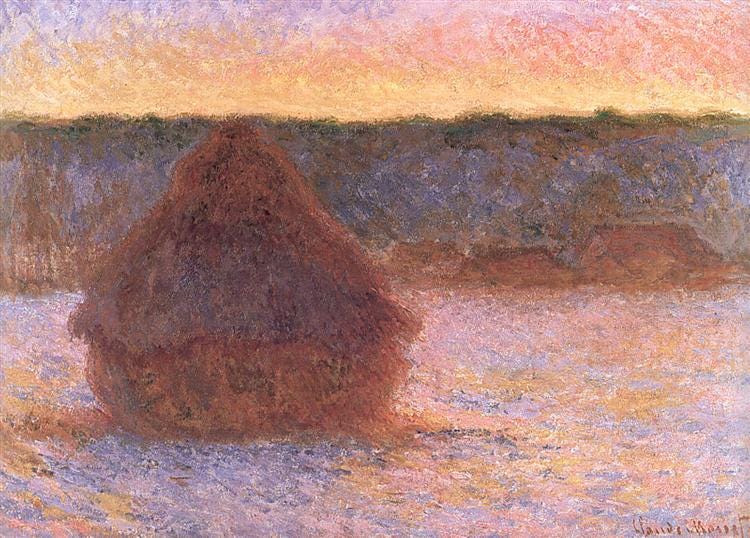 Haystacks at Sunset, Frosty Weather, 1891 - Claude Monet - WikiArt.org