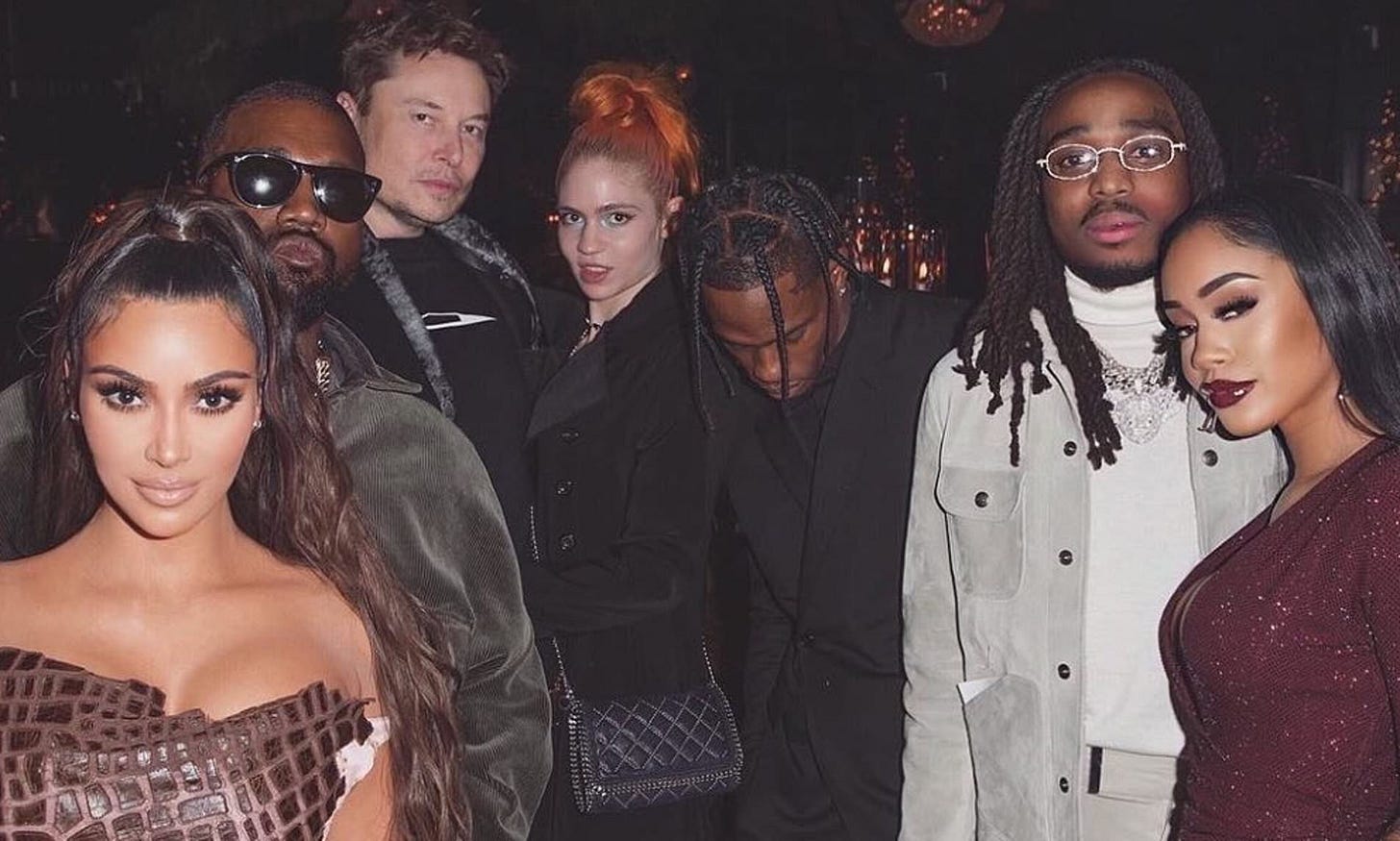 Kim Kardashian partied with Kylie's ex Travis Scott, Grimes and Elon Musk  at Christmas Eve Bash | Daily Mail Online