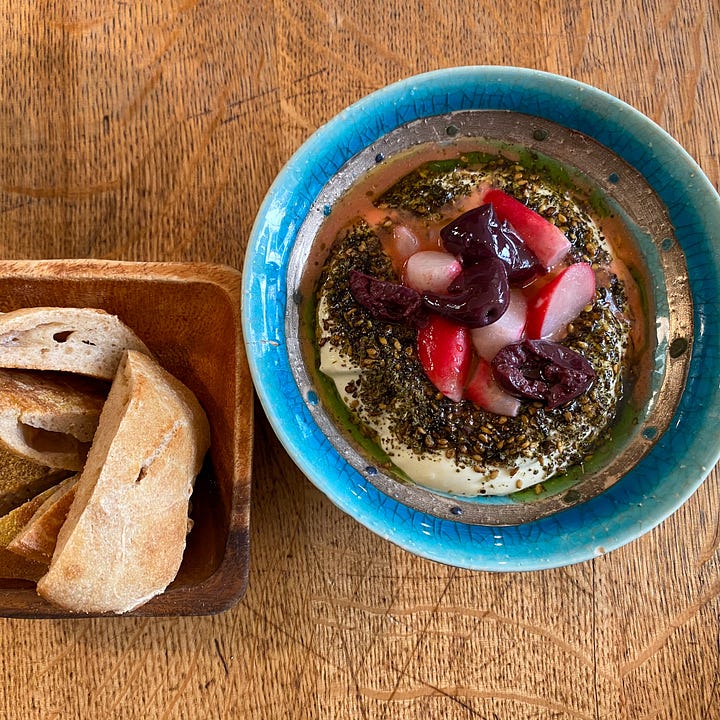 labné at Mokonuts restaurant in Paris