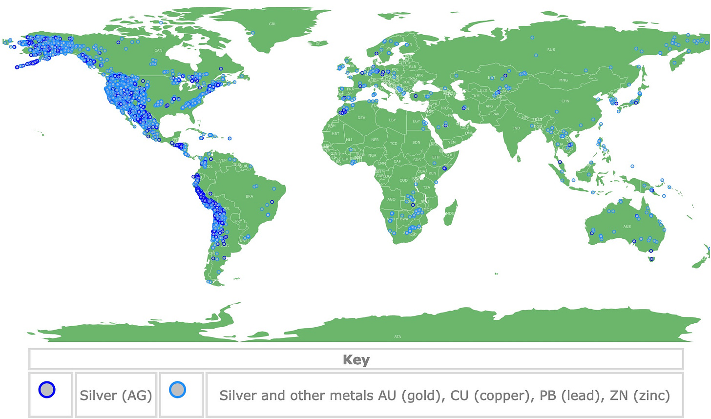 World Silver Deposits Interactive Map