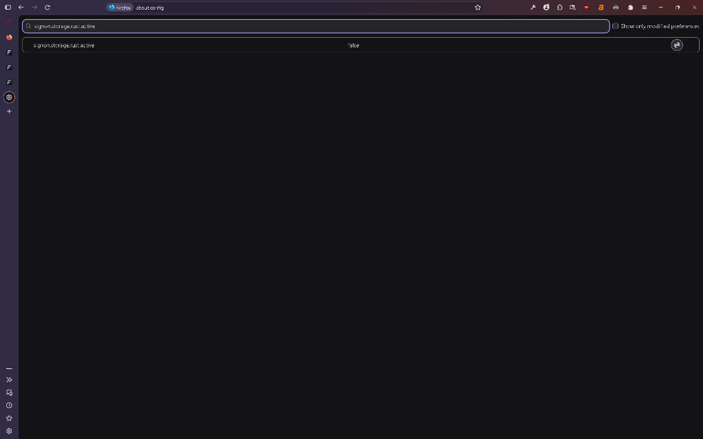 Disabling signon.storage.rust.active in about:config Disabling signon.storage.rust.active in about:config