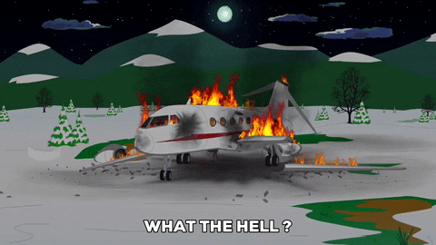 burning plane crash GIF by South Park