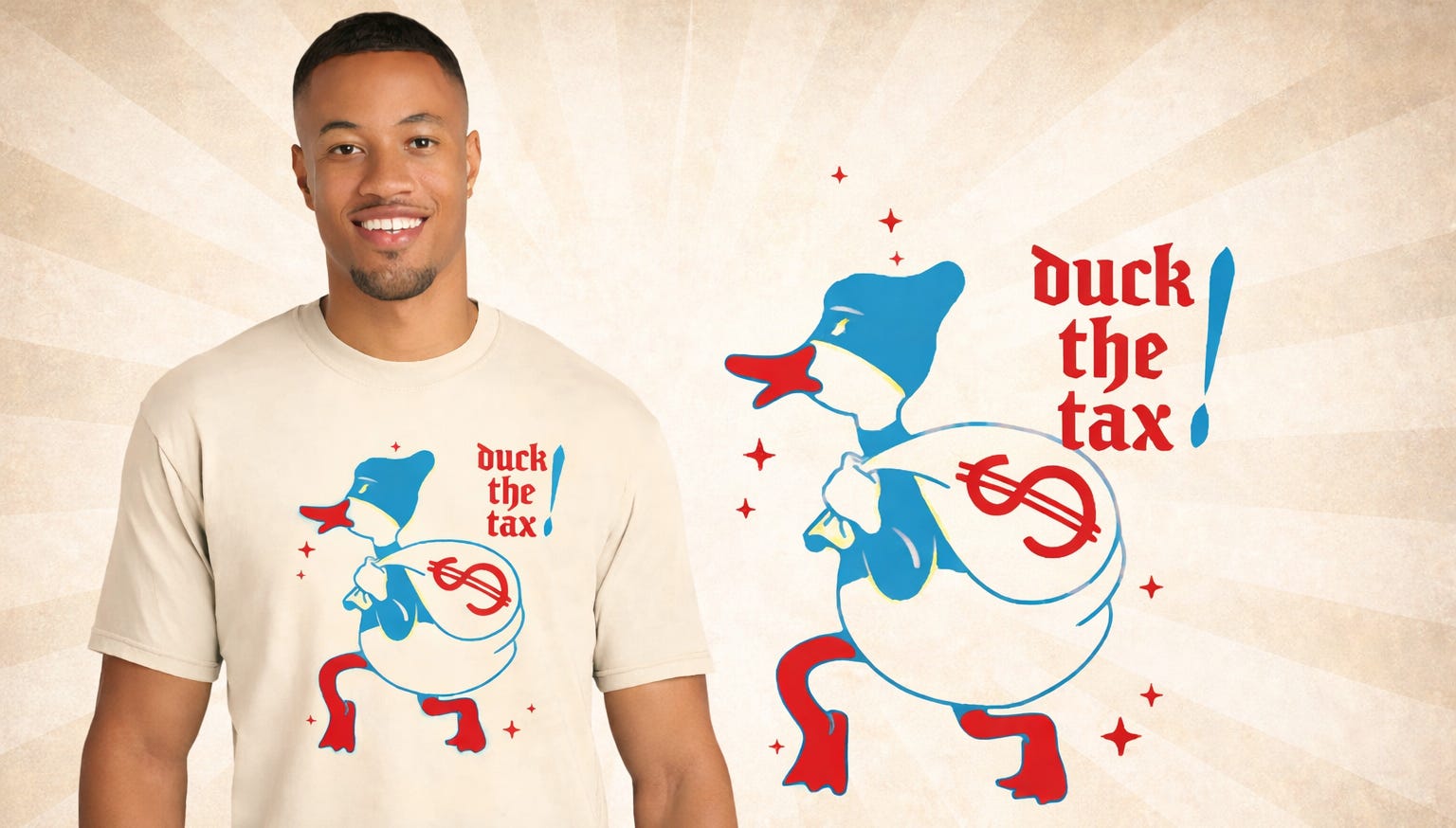 NEW! LIMITED EDITION 'DUCK THE TAX' SHIRT - by Spike Eskin