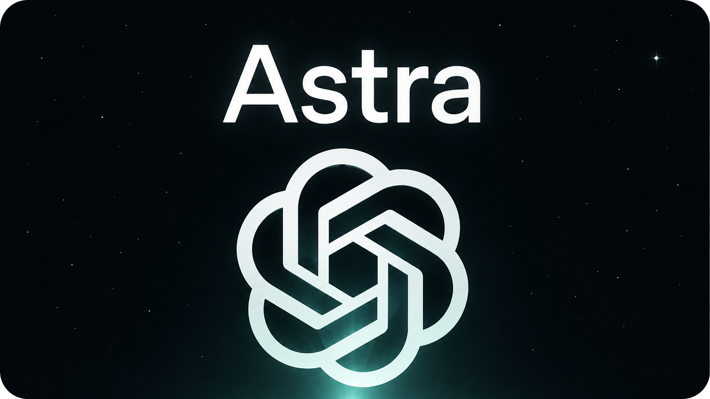 Logotipo del modelo Astra de OpenAI sobre fondo oscuro