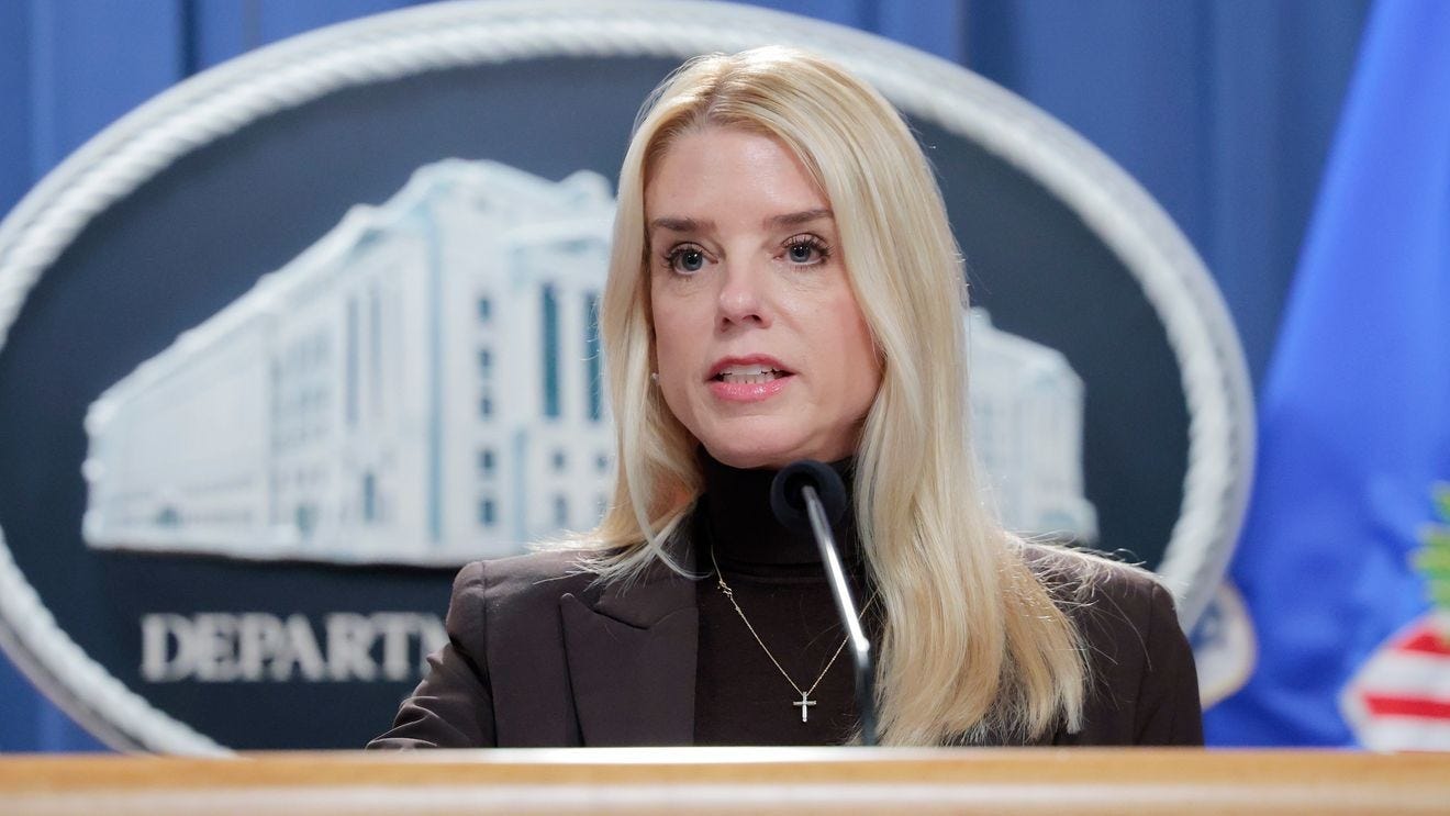 Pam Bondi says Jeffrey Epstein client list 'on my desk right now to review'