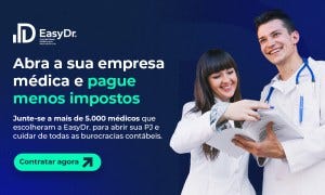 Imagem com dois médicos. Na imagem está escrito: Título: Pague menos impostos ao abrir a sua PJ médica Subtítulo: Escolher a EasyDr. é ter a certeza que a abertura da sua empresa médica vai ser 100% regularizada e em um regime que vai fazer você gastar menos dinheiro com impostos. CTA: Contrate agora. Clique para levar ao link do site da EasyDr. Imagem com dois médicos. Na imagem está escrito: Título: Pague menos impostos ao abrir a sua PJ médica Subtítulo: Escolher a EasyDr. é ter a certeza que a abertura da sua empresa médica vai ser 100% regularizada e em um regime que vai fazer você gastar menos dinheiro com impostos. CTA: Contrate agora. Clique para levar ao link do site da EasyDr.