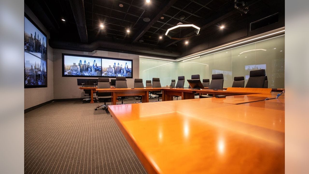 The center rows will seat Doug Pederson, Howie Roseman, Joe Douglas, Andy Weidl, and the football player personnel staff.