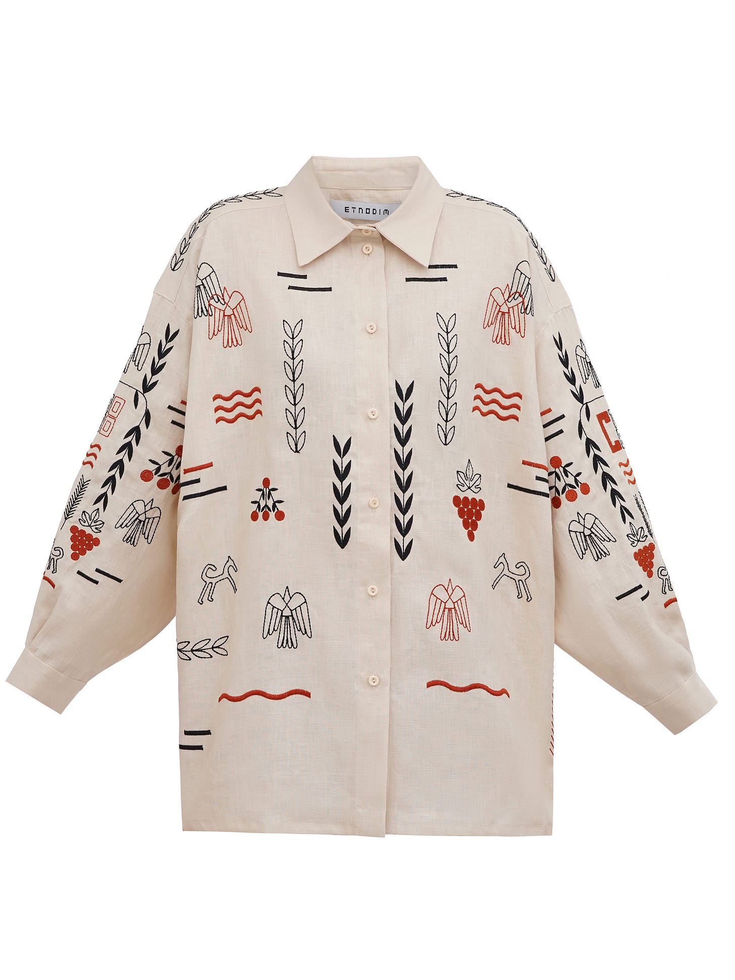 Beige linen embroidered shirt SLOVO buy Beige linen embroidered shirt SLOVO buy