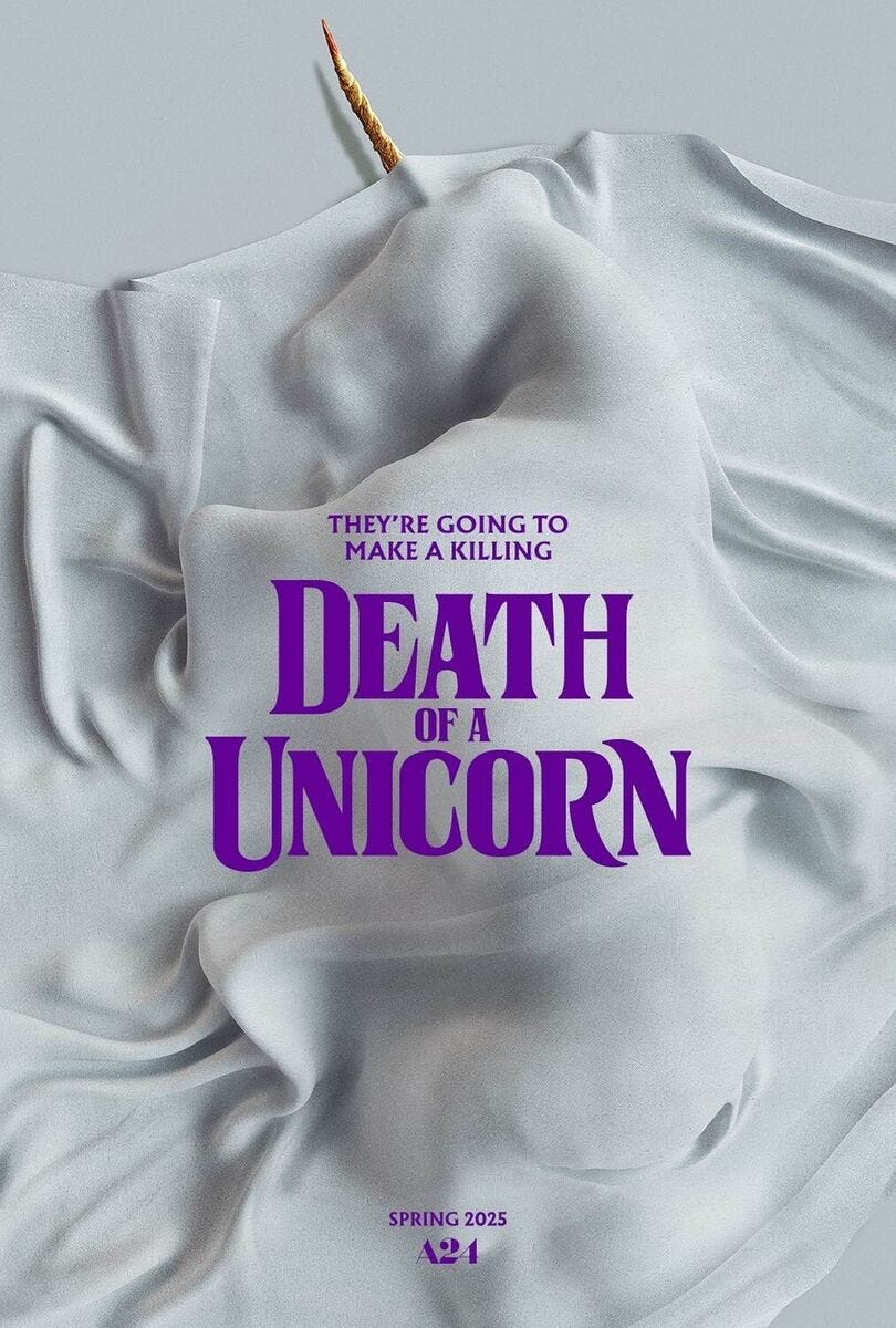 Death of a Unicorn 2025 Movie Poster Wall Art 11x17" 24x36" 27x40" Unicorn