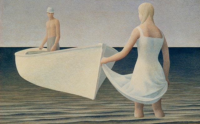 Woman, Man, and Boat, 1952 - Alex Colville - WikiArt.org