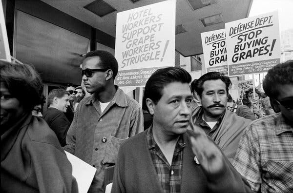 Cesar Chavez at a picket line.