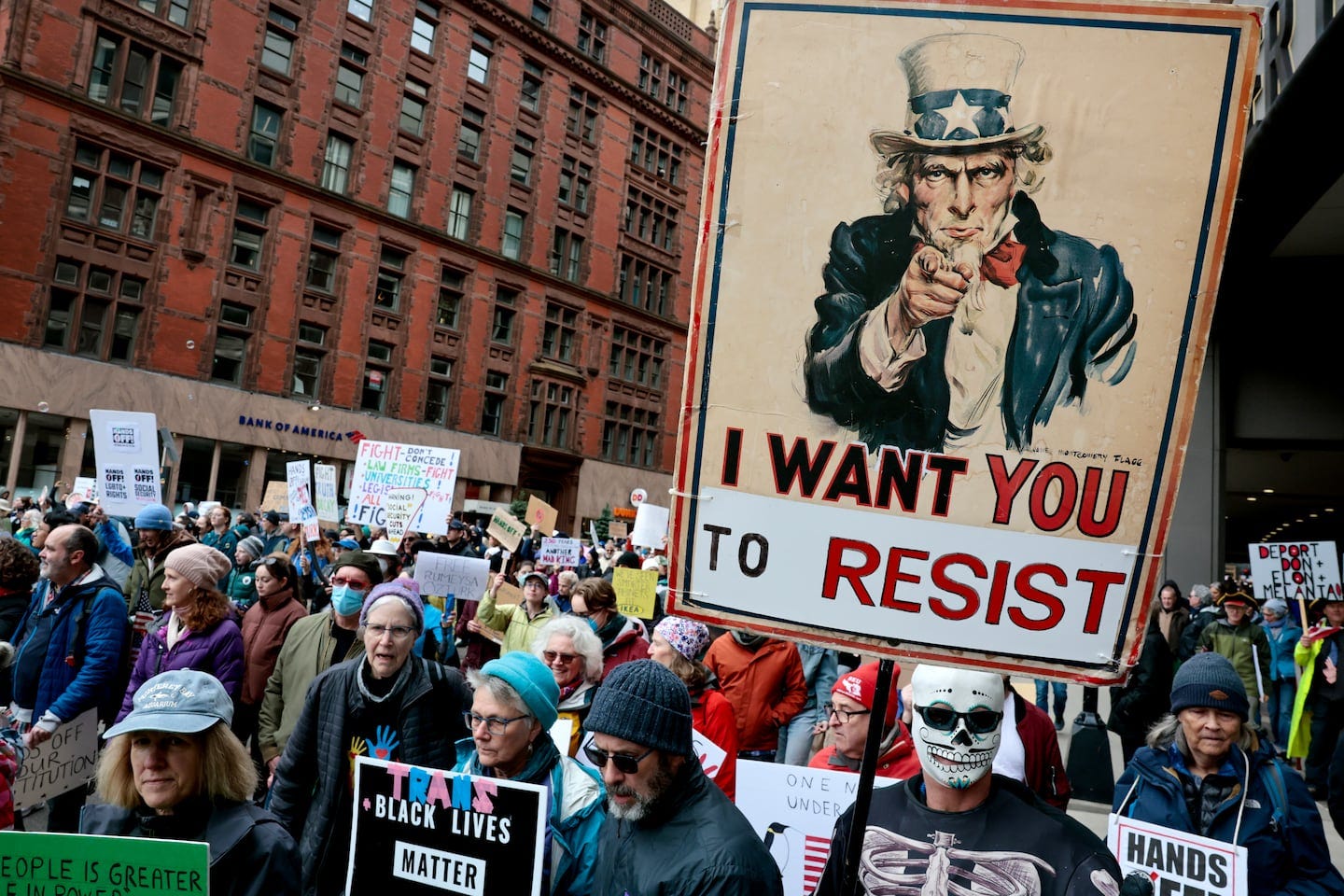 Protesters tee off against Trump and Musk across the US