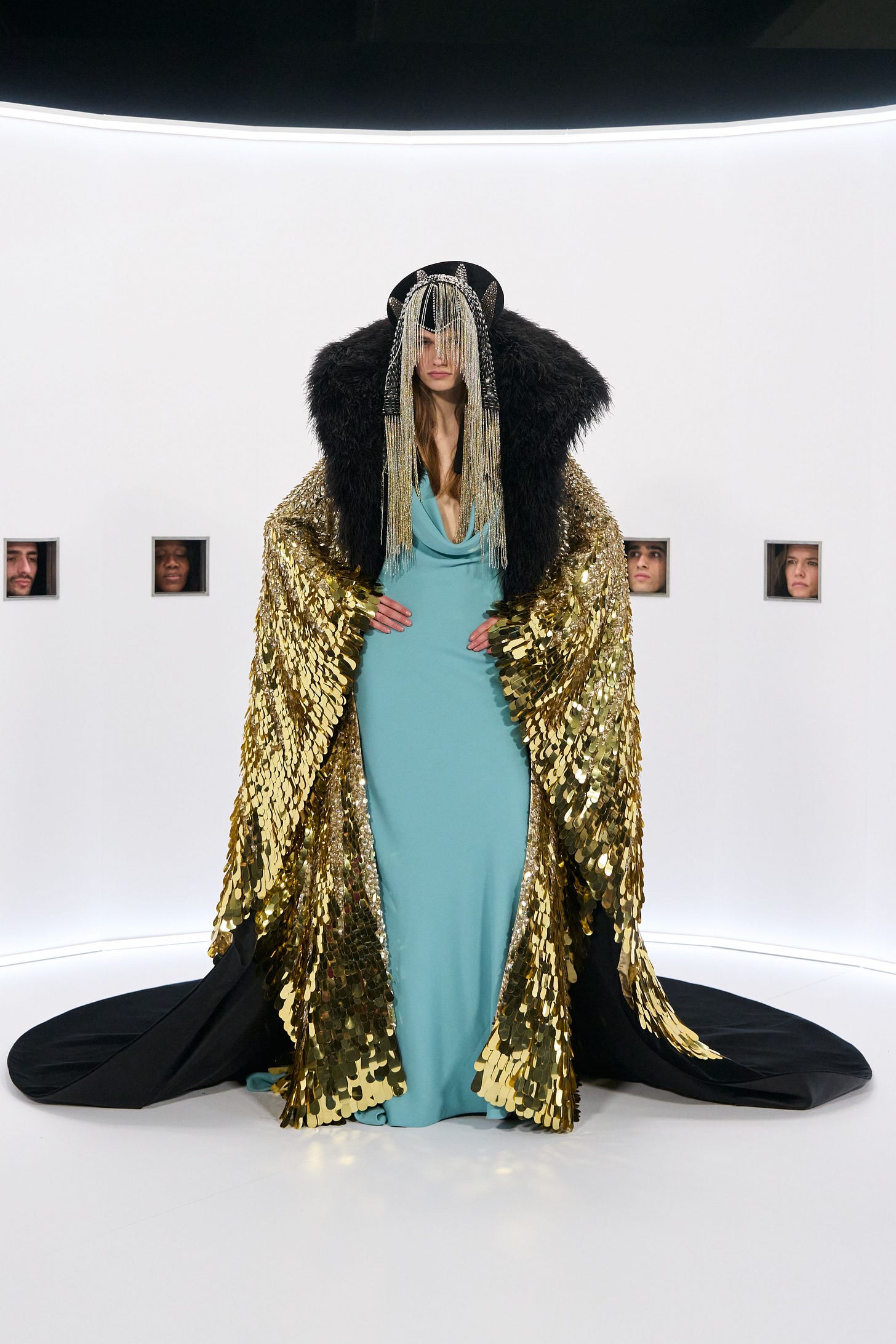 Image may contain Arthur Dupont Fashion Adult Person Clothing Costume Dress Formal Wear Photography Gown and Cape