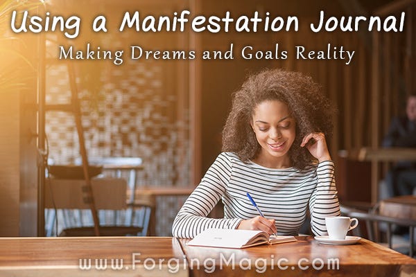 Manifestation Journal - Woman Writing in her journal to find her higher self and make goals reality