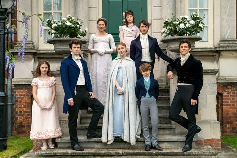Actors from Bridgerton in front of Rangers House