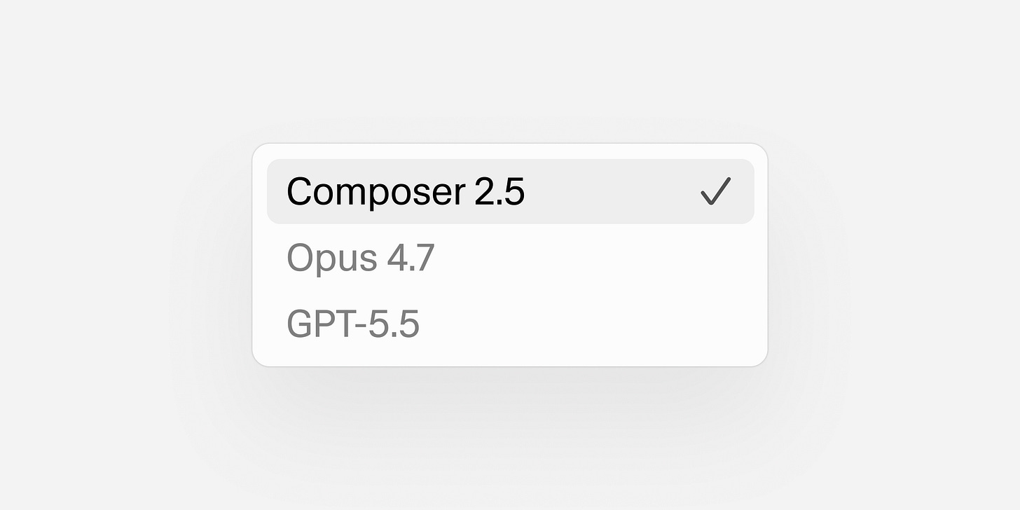 Cursor Composer 2.5: hauseigenes Modell auf Opus-4.7-Niveau, zehnmal günstiger Cursor Composer 2.5: hauseigenes Modell auf Opus-4.7-Niveau, zehnmal günstiger