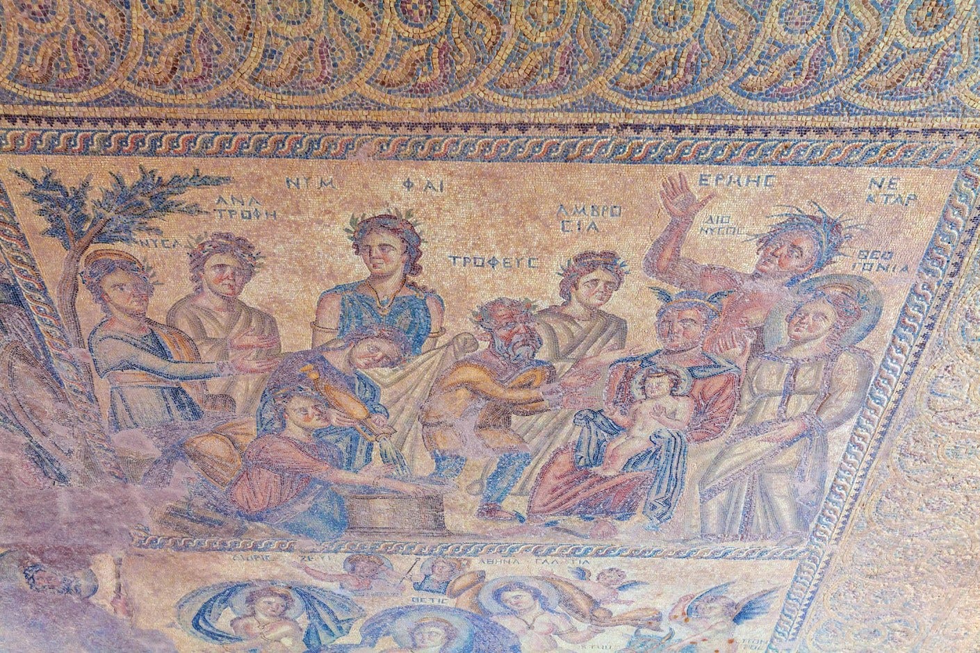 Mosaic floors of elite romans villas (3-5th.c) with scenes from Greek mythology, Paphos, Cyprus