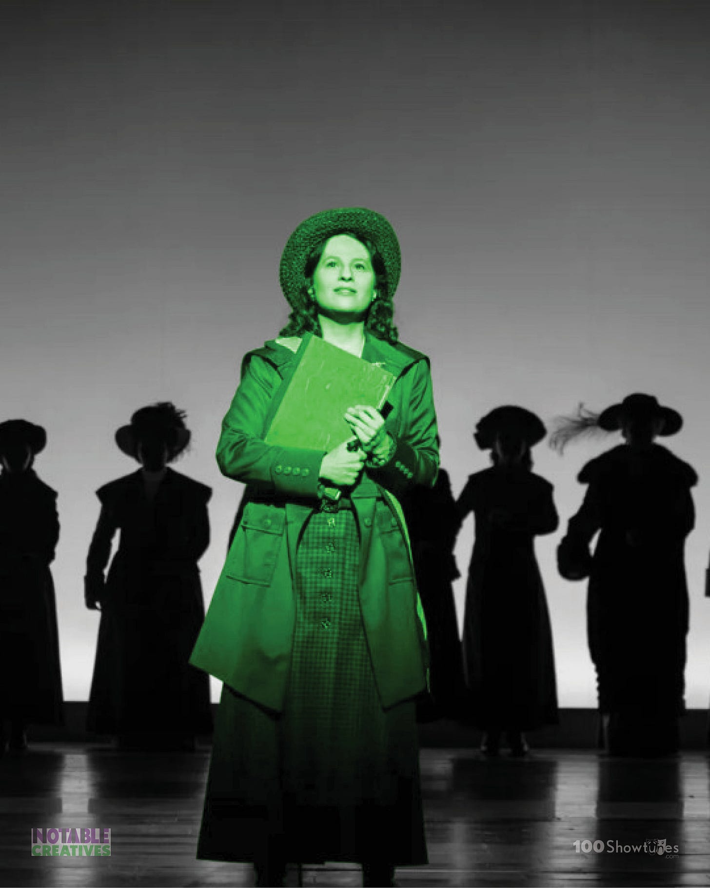 A tinted photo of Shaina Taub and the company of SUFFS A tinted photo of Shaina Taub and the company of SUFFS