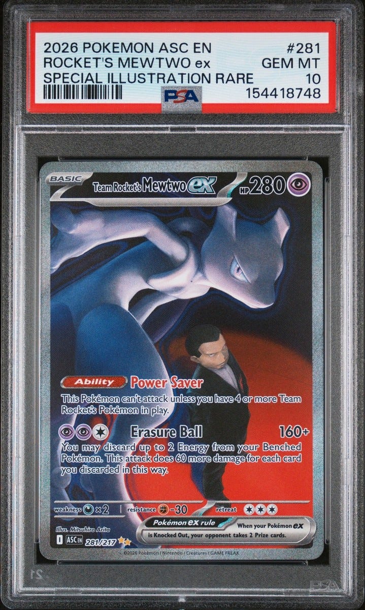 2026 POKEMON ASC SPECIAL ILLUSTRATION RARE #281 TEAM ROCKET'S MEWTWO EX PSA 10