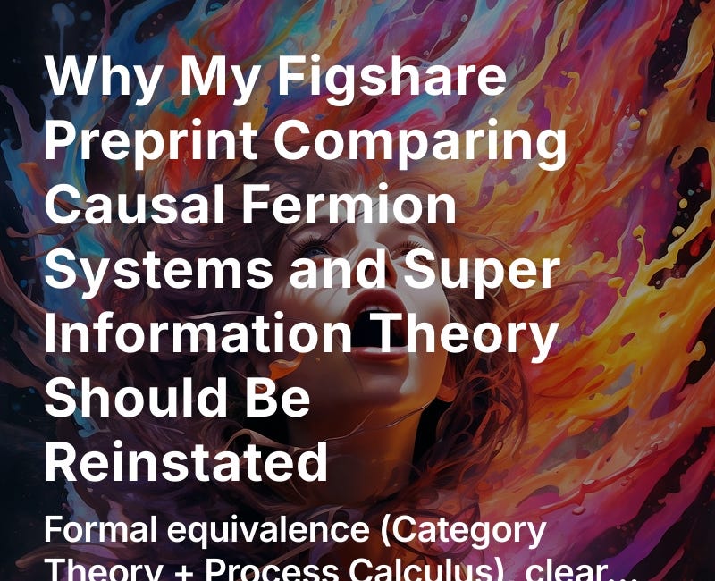 Why My Figshare Preprint Comparing Causal Fermion Systems and Super Information Theory Should Be Reinstated