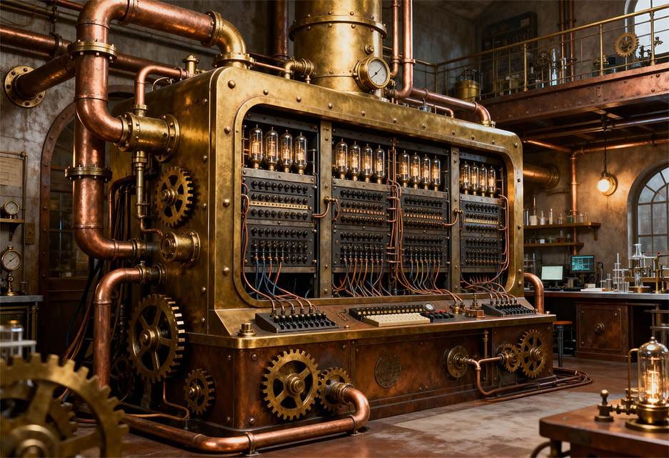 A large machine with gears and pipes

AI-generated content may be incorrect.