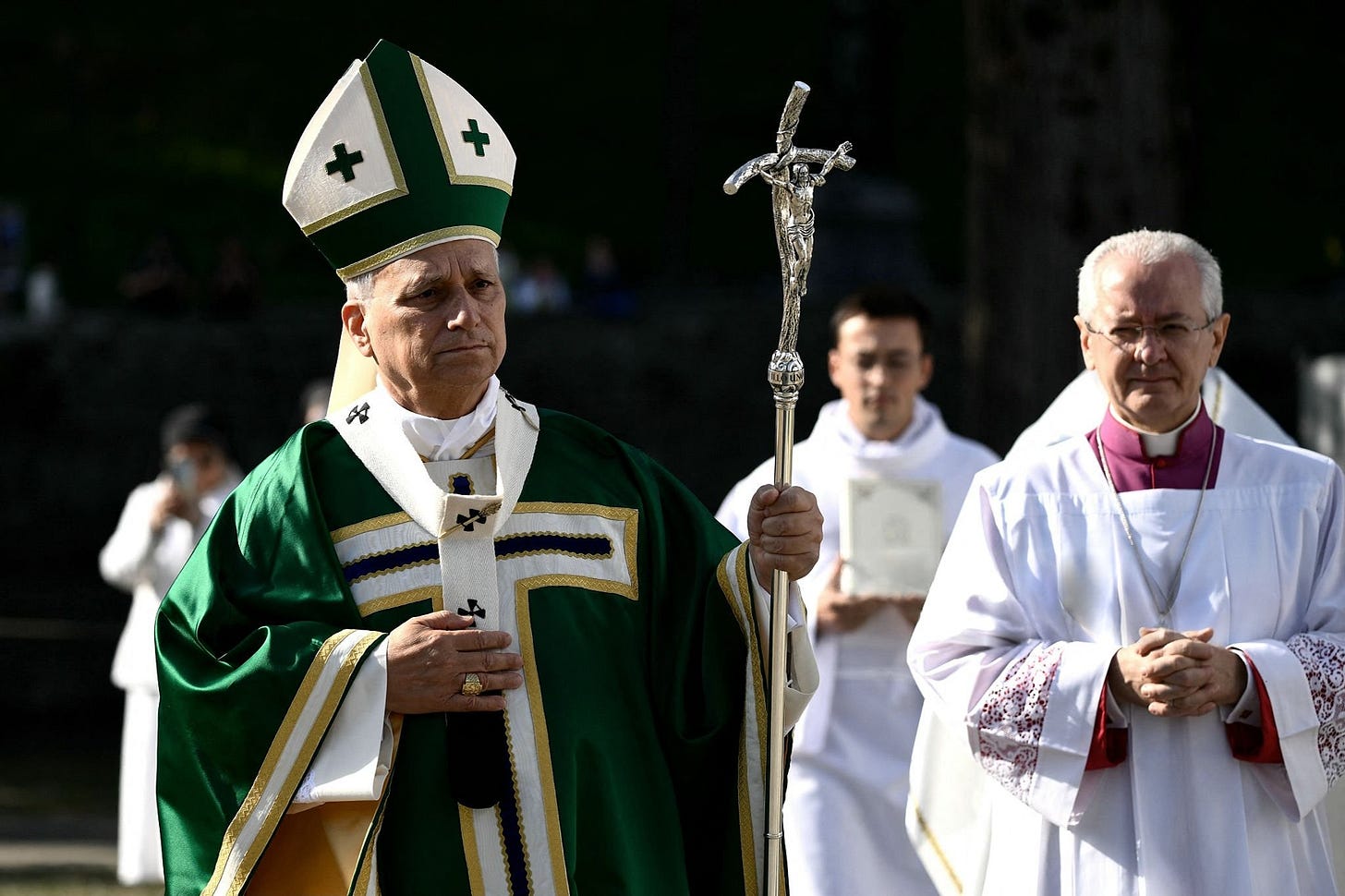 Pope Leo XIV arrives to celebrate Mass at Lourdes