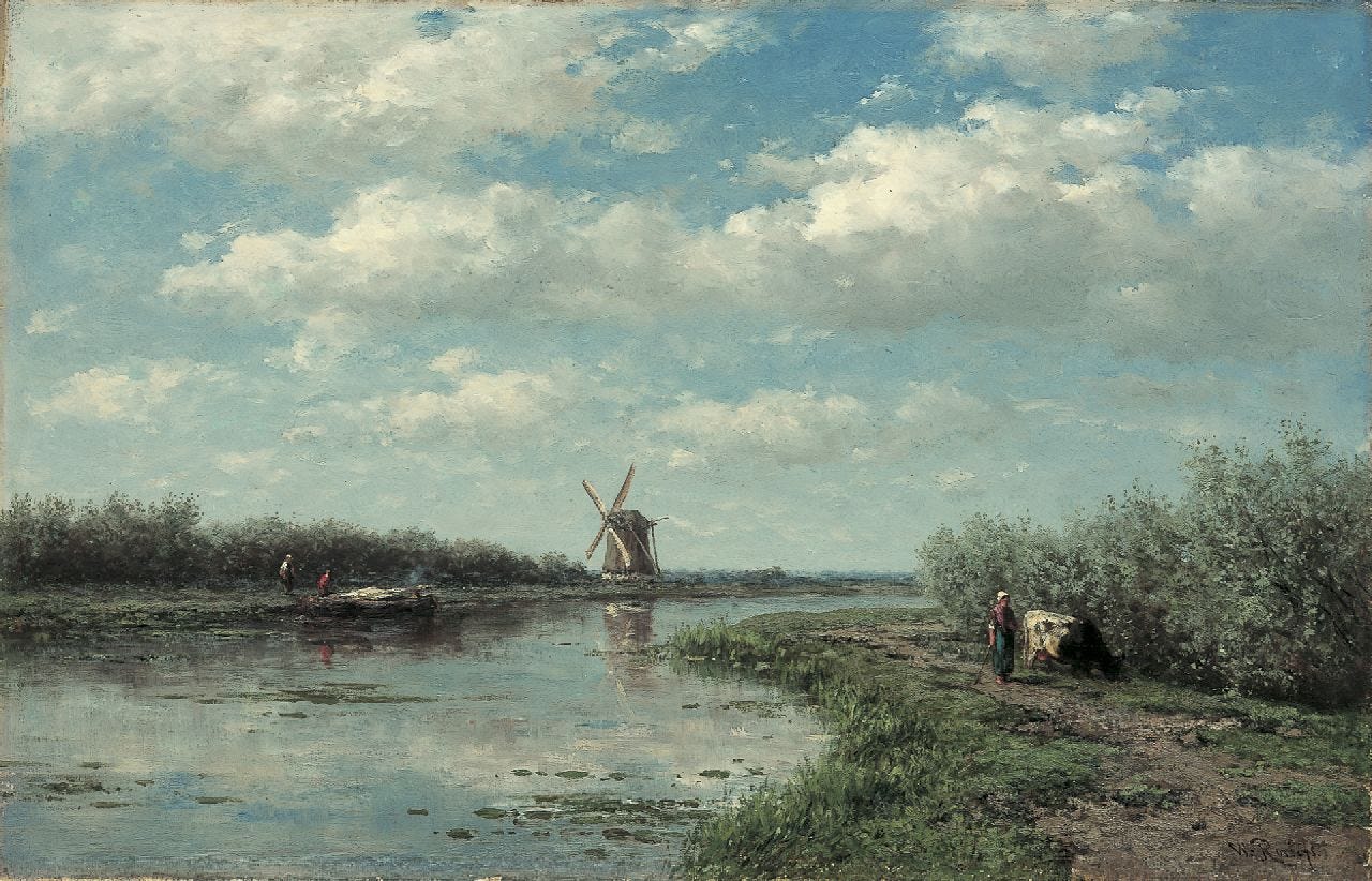 Roelofs W. | Willem Roelofs | Schilderijen te koop aangeboden | Molen 't Hoog- en Groenland aan de Angstel bij Baambrugge, olieverf op doek 46,9 x 72,9 cm, gesigneerd rechtsonder Roelofs W. | Willem Roelofs | Schilderijen te koop aangeboden | Molen 't Hoog- en Groenland aan de Angstel bij Baambrugge, olieverf op doek 46,9 x 72,9 cm, gesigneerd rechtsonder