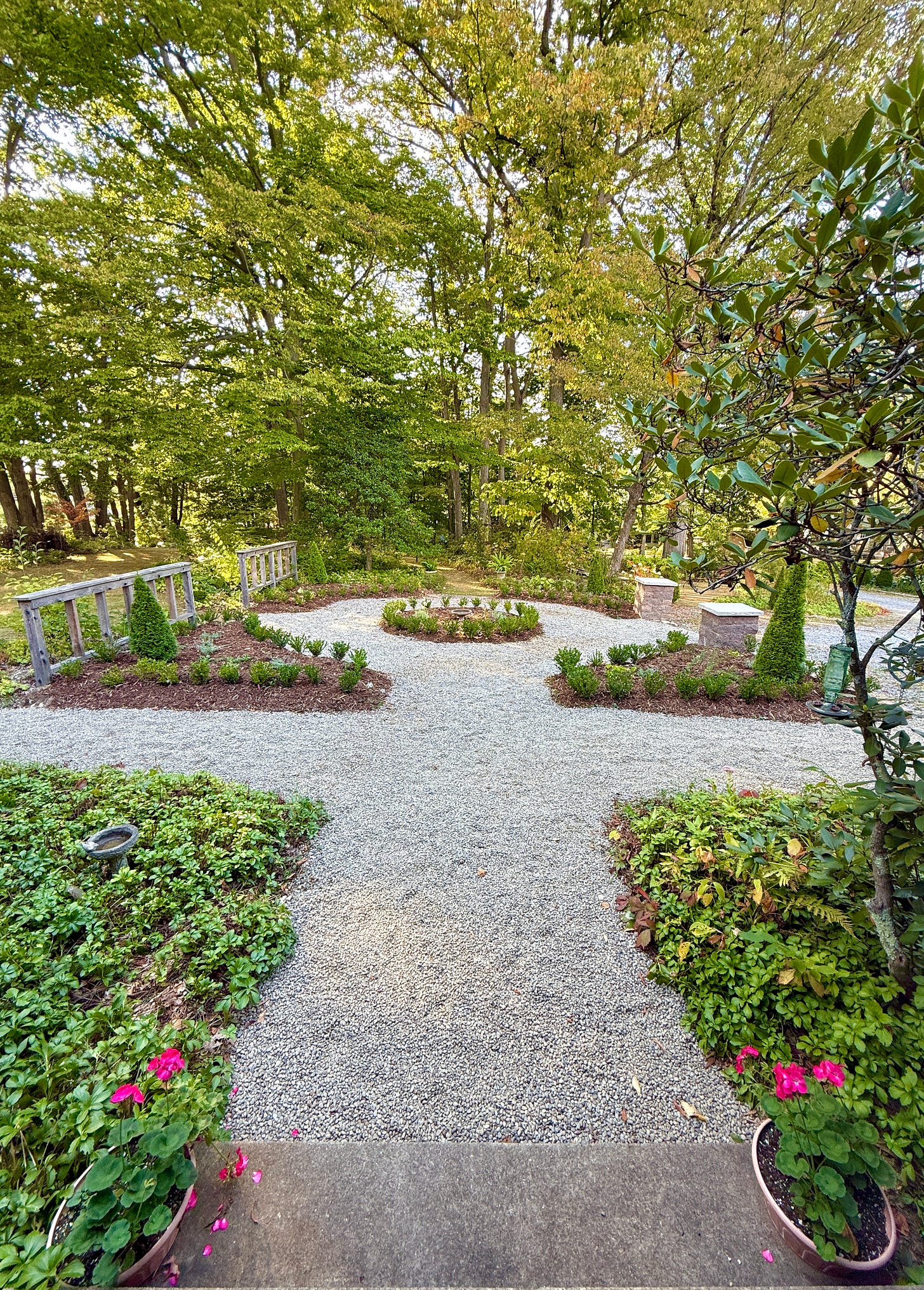 New gravel and mulch for the Entry Garden this month