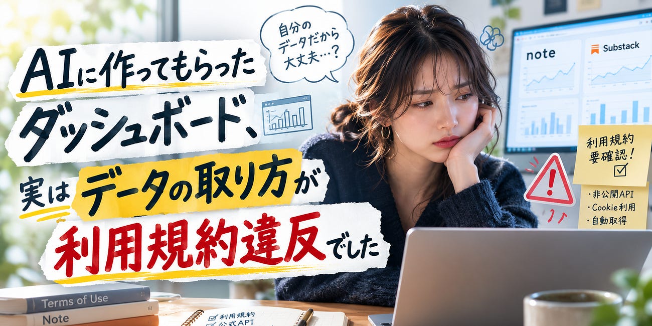 AIに作ってもらったダッシュボード、実はデータの取り方が利用規約違反でした