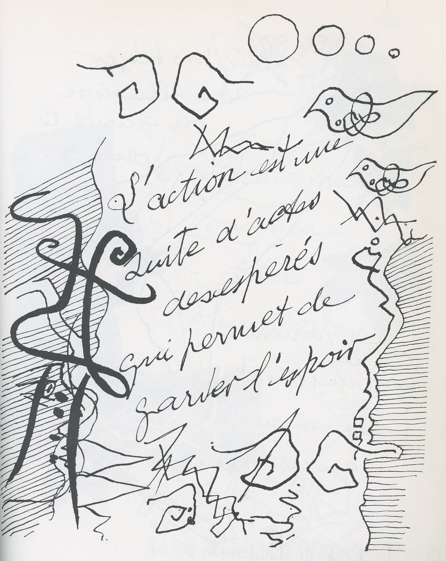 abstract sketch from Georges Braque that prominently features the words "action is a series of desperate acts which allow you to retain hope" abstract sketch from Georges Braque that prominently features the words "action is a series of desperate acts which allow you to retain hope"
