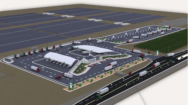 WattEV design for a solar powered EV truck charging facility