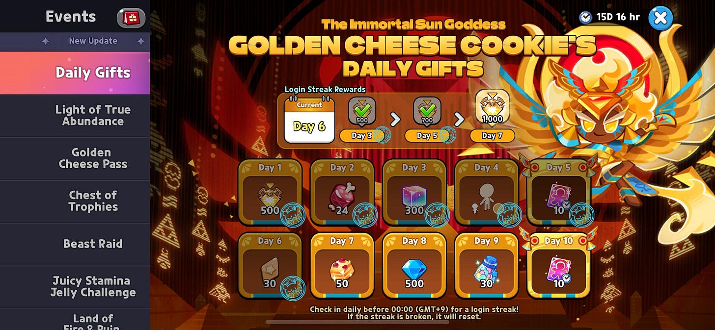 Serious question about the login streak mechanic: : r/CookieRunKingdoms