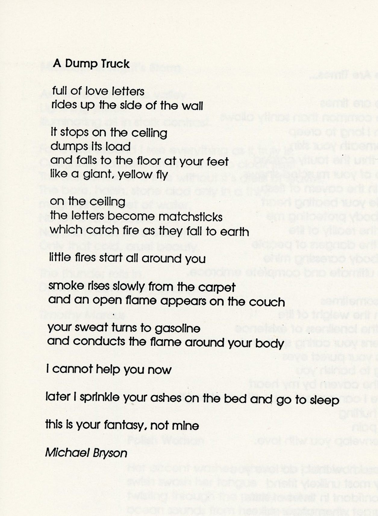Poem by Michael Bryson Poem by Michael Bryson