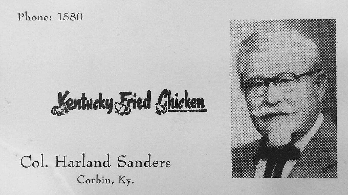 Colonel Sanders' business card Colonel Sanders' business card